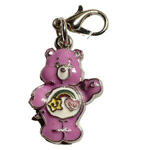 Care Bears Best Friend Bear Purple Clip On Charm Rainbow Enamel Zipper Pull Bag